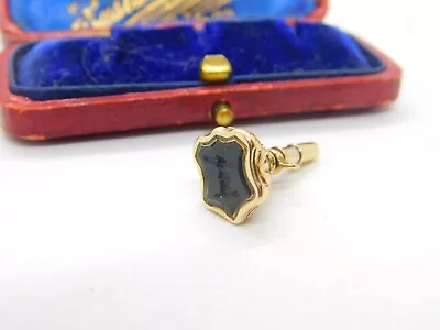 Victorian 9ct Gold Carved Bloodstone Hand Holding Staff Intaglio Fob Seal 1860 • £265