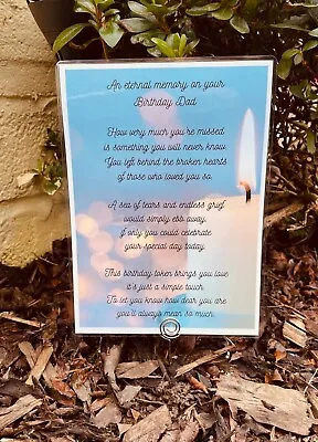 Dad Heavenly Birthday Memorial Grave Card Poem • £4.95