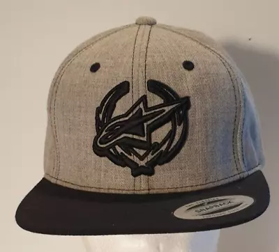 ALPINESTARS Wool Blend Snapback Baseball Style Cap Hat. Grey & Black Adjustable. • $21.65