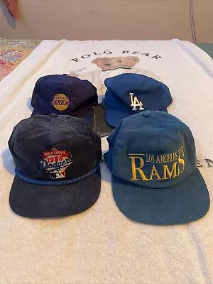 Vintage Los Angeles Rams Lakers Dodgers Hat Lot Corduroy  • $100