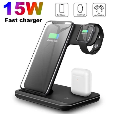 $22.99 • Buy 15W Wireless Charger Charging 3IN1 Stand For Apple Watch AirPod IPhone 13 Pro 14