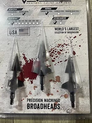 VPA 3 Blade 125 Gr Carbon 1 1/8  Double Bevel Broadhead - Pk Of 3. New • $57.99