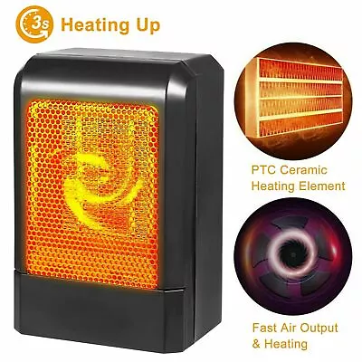 $19.99 • Buy 500W Portable Electric Space Heater Fan Forced Thermostat Energy Saving