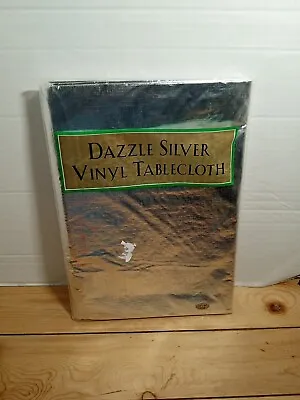 Dazzle Silver Vinyl Tablecloth - 60 X 84 Oval • $20
