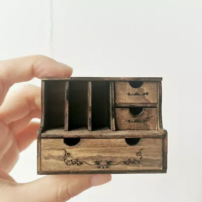 Mini Bookcase Dollhouse Miniatures Furniture 1:12 Scale Unfinished Vintage Retro • $9.29