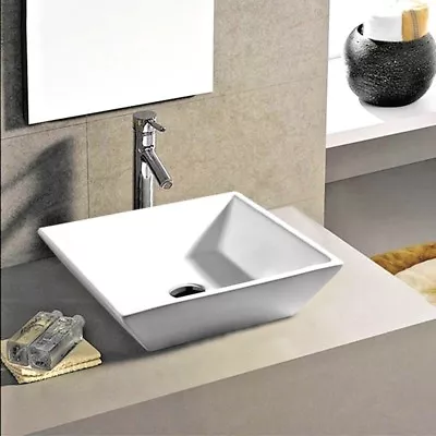 STYLISH BATHROOM COUNTERTOP CERAMIC RECTANGULAR WASH BASIN SINK | 36x36x11.5 Cm| • £39.49