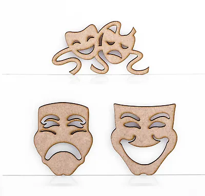 £2.18 • Buy Wooden MDF Greek Masks Comedy Tragedy Theatre Decoration 3mm Thick Tags Blank