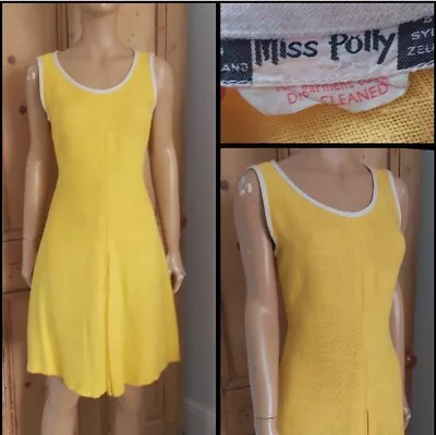 60s-70s Vintage Miss Polly (Peck) Sybil Zelker Yellow Mod Mini/Shift Dress • £25