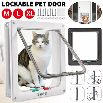 4 Way Pet Door Locking Large Extra Large Dog Cat Flap Magnetic Door Frame UK New • £7.56