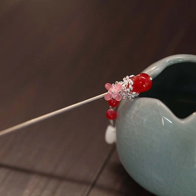 $3.89 • Buy Imitation Jade Flower Hair Chopsticks Hanfu Headdress Metal Hairpins Hair Fork