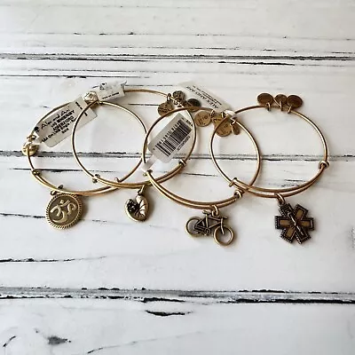 Alex And Ani -Set Of 4 Bracelets-Medical Bike Om And Lily Pad • $19.95