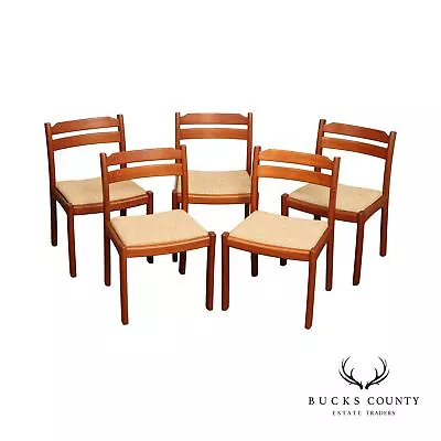 Dyrlund Danish Modern Set Of Five Teak Dining Chairs • $1495