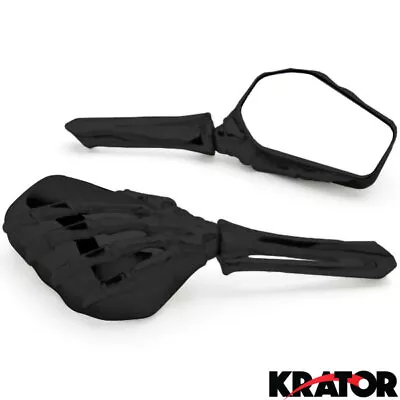 Black Skeleton Skull Hand Claw Shadow REARVIEW SIDE MIRRORS Motorcycle 8mm 10mm • $45.99