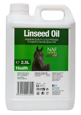 NAF Cold Pressed Linseed Oil 1L 2.5L 5L Supplement For Horses + FREE SHIPPING • £16.99