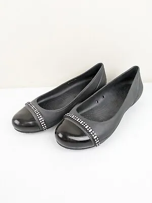 Crocs Womens Shoes Sz 9 Solid Black Sequin Detail Closed Toe Slip On Ballet Flat • $17.77