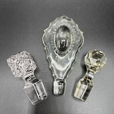 LOT OF 3 VINTAGE SOLID CRYSTAL GLASS PERFUME BOTTLE CRUET STOPPERS Replacement • $22.50