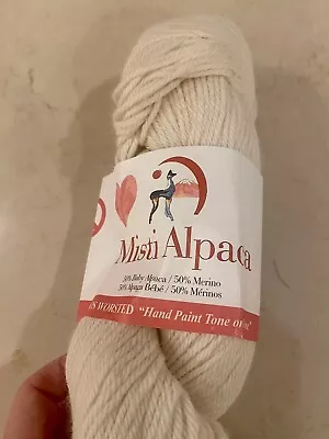 Misti Alpaca Yarn Tonos Worsted  218 Yards Natural Cream Solid Cream Color • $11.99