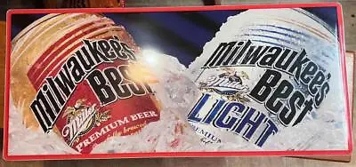 Vintage 1990's Miller Brewing Milwakee's Best Beer Tin Metal Large Sign 16 X 36 • $94.95