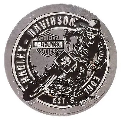 Harley-Davidson Embossed Round Tin Sign Dirt Track Racer Logo 12 Inches • $24.52