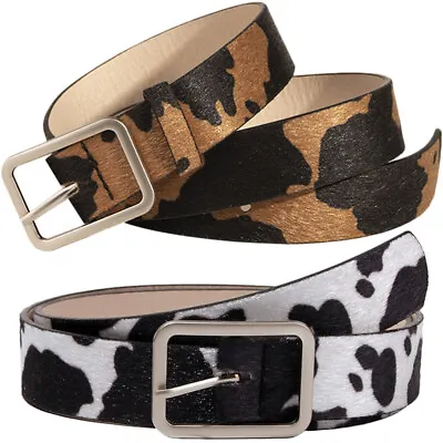 2 Pcs Cow Print Belt Imitation Women's Womens Belts For Dress • £12.35