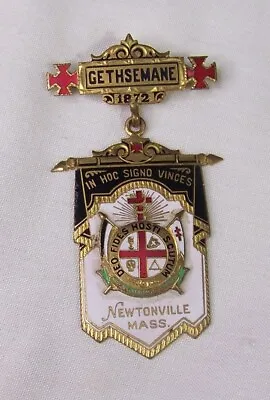 1872 Antique Knights Templar Newtonville Mass Gethsemane Masonic Medal Badge • $99.99