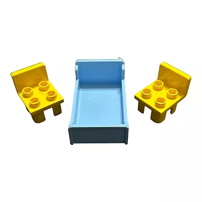 LEGO Duplo Light Blue Bed And 2 Chairs Furniture • $4.99