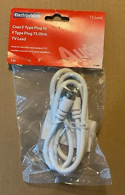 Coax TV Lead F Type Plug To F Type Plug 75 Ohm 1 Metre Length • £3.50