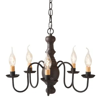 Lancaster 5-Arm Wood Chandelier - Americana Black • $363.95