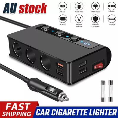 12V 24V 3 Way Multi Car Cigarette Lighter Socket Splitters USB Charger Adapter • $25.95