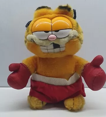 Garfield Cat Vintage Teddy Soft Toy 22cm Plush Boxing Gloves Shorts • $20