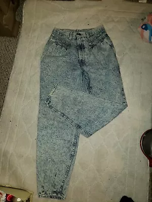 Vintage Diamond Gusset Womens Acid Wash Jeans Size 14 X 30 High Waist 80's   • $22