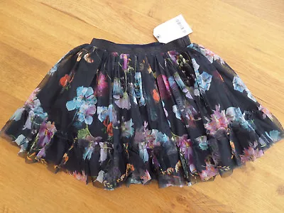 NEXT Baby Girls Black Floral Print Layered Mesh Skirt - BNWT - 3-6 Months • £5.99