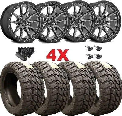 Fuel Rebel Gunmetal W/ Black Wheels Rims Tires Mud Mt 33 12.50 17 Wrangler Set • $2238