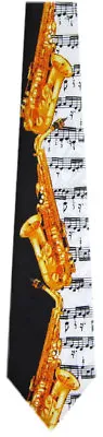 Men's Wind Instrument Saxophone Musical Theme Novelty Necktie • $14.95