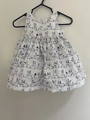 Gymboree Baby Girls Cute Easter Bunny Cotton Lined Sleeveless Dress White 3-6 M • $24.99