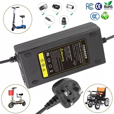 60V/48V/42V/36/24V Electric Scooter Battery Charger E-Bike Bicycle Power Adaptor • £9.99