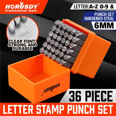 36Pc Number Capital Letter Stamp Punch Set A-Z & 0-9 1/4  Metal Plastic Leather • $19.99