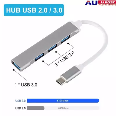 $8.59 • Buy USB C HUB 3.0 Type C 4-Port Multi-Splitter OTG Adapter For PC Android Laptop Mac