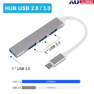 $8.59 • Buy USB C HUB 3.0 Type C 4-Port Multi-Splitter OTG Adapter For PC Android Laptop Mac