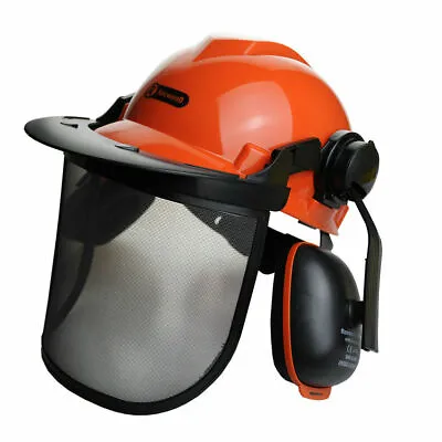 RocwooD Chainsaw Safety Helmet Hat Full Metal Mesh Visor Ear Defenders 2019 CE • £23.82