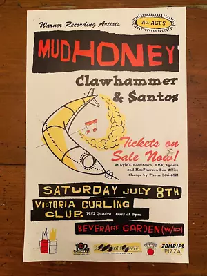 Vintage MUDHONEY Concert Poster VICTORIA BC  1995 My Brother The Cow Tour 11x17 • $34.99