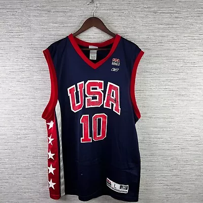 VINTAGE Reggie Miller Jersey Mens Large Blue USA Olympics Basketball 2000 Reebok • $52.99