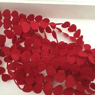 Felt Red Heart RibbonLinked Hearts Card MakingValentines DayCrafts 1 Meter • £2.95