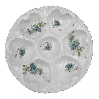 Antique Victoria Carlsbad Oyster Plate Blue Flowers Austria • $88