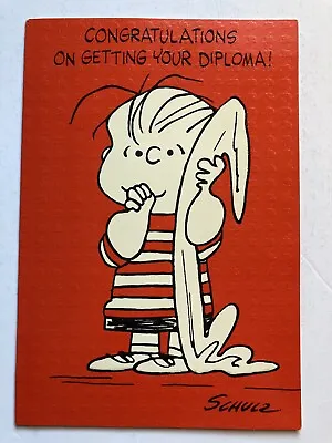 Peanuts Snoopy Hallmark Graduation Card Vintage Linus With Blanket 1970 • $16.99