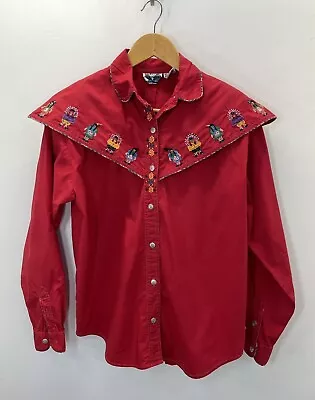 Vintage Western Southwest Embroider  Native American Button Shirt SZ M (SEE FLAW • $12