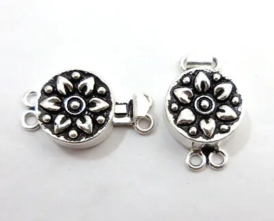 5 Pcs 25x16x7mm Bali Box Clasp 2 Strand Antique Sterling Silver Plated 204 Tre-1 • $14.99