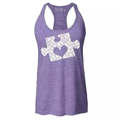 Heart Puzzle Piece Racerback Tank Top Autism Awareness Advocate Accept Tee • $27.33