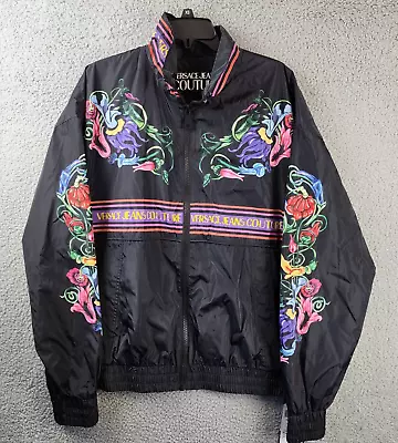 Versace Jeans Couture Garden Baroque Print Jacket Men's XL Black Multi Full Zip • $236.98