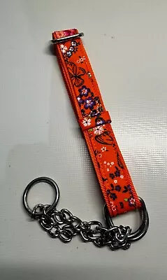 Martingale Half Check Stainless Steel Choke Chain Dog Collar In Orange Blossoms • £7.15